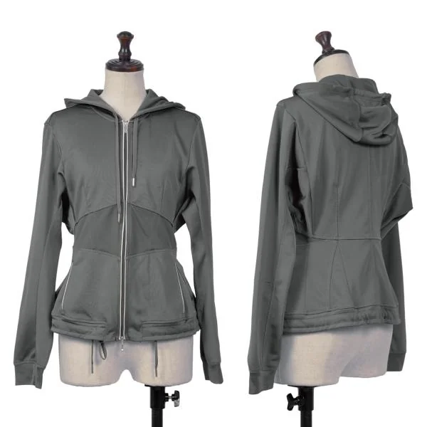 MARITHE + FRANCOIS GIRBAUD Switching Design Double Zip Hoodie Grey S K-150672_001