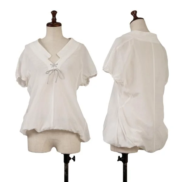 MARITHE + FRANCOIS GIRBAUD Cotton Silk Lace Up Blouse White M K-150673_001