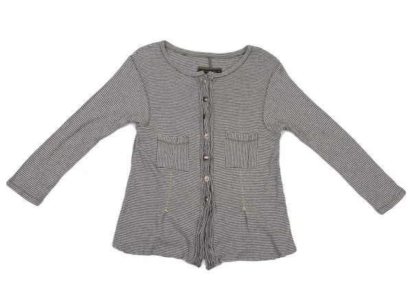 MARITHE + FRANCOIS GIRBAUD Hem Cut Off Design 3/4 Sleeve Stripe Top K-150675_002