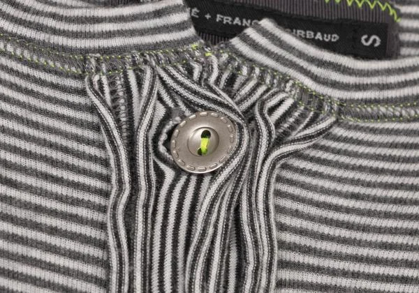 MARITHE + FRANCOIS GIRBAUD Hem Cut Off Design 3/4 Sleeve Stripe Top K-150675_005