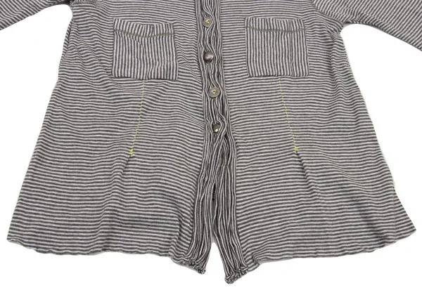 MARITHE + FRANCOIS GIRBAUD Hem Cut Off Design 3/4 Sleeve Stripe Top K-150675_009
