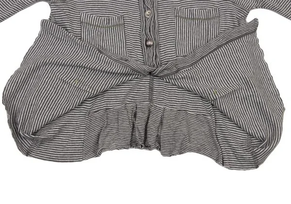 MARITHE + FRANCOIS GIRBAUD Hem Cut Off Design 3/4 Sleeve Stripe Top K-150675_011
