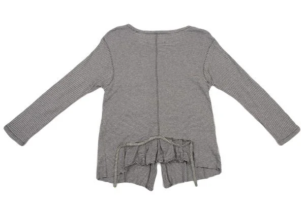 MARITHE + FRANCOIS GIRBAUD Hem Cut Off Design 3/4 Sleeve Stripe Top K-150675_012