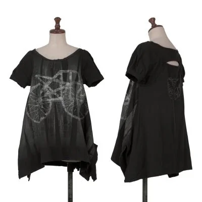 MARITHE + FRANCOIS GIRBAUD Bicycle Printed Back Hole Flare T Shirt