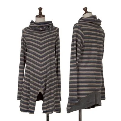 MARITHE + FRANCOIS GIRBAUD Acrylic Blend Drape Neck Stripe Top
