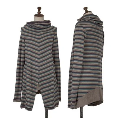 MARITHE + FRANCOIS GIRBAUD Acrylic Blend Drape Neck Stripe Top