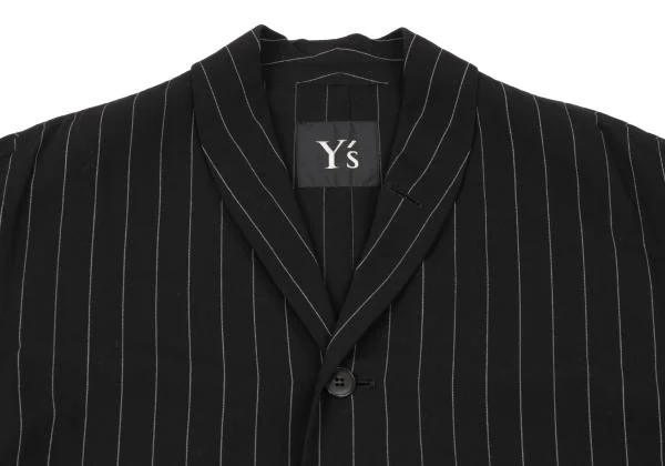 Y's Wool Striped Shawl Collar Short Sleeve Shirt Jacket K-150701_003