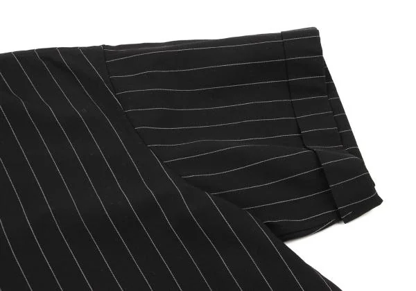 Y's Wool Striped Shawl Collar Short Sleeve Shirt Jacket K-150701_006