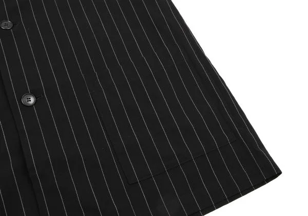 Y's Wool Striped Shawl Collar Short Sleeve Shirt Jacket K-150701_009