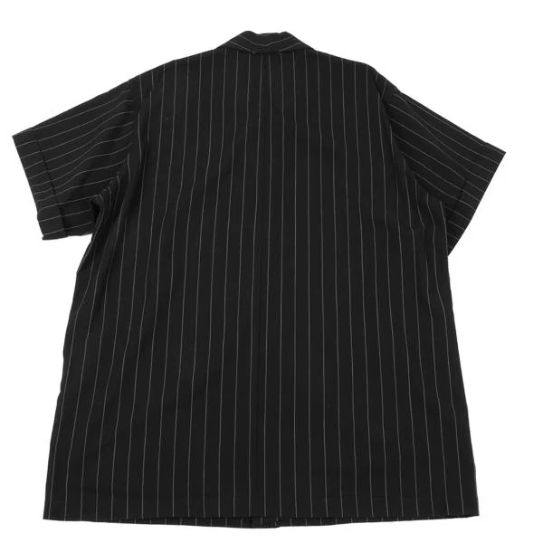 Y's Wool Striped Shawl Collar Short Sleeve Shirt Jacket K-150701_011