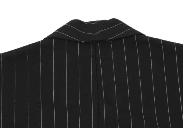 Y's Wool Striped Shawl Collar Short Sleeve Shirt Jacket K-150701_012
