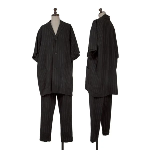 Y's Wool Striped Two Tuck Tapered Pants K-150702_012