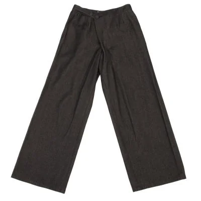 Plantation Wool Cotton Tuck Design Wide Pants