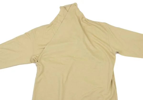 Plantation Wool Drape Neck Switching Knit Top K-150775_003
