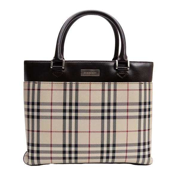 BURBERRY Leather Switching Nova Check Hand Bag K-150786_002