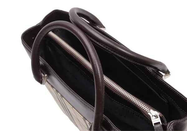 BURBERRY Leather Switching Nova Check Hand Bag K-150786_007