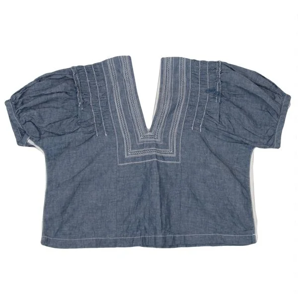 tricot COMME des GARCONS Cotton Linen Stitch Gather Blouse K-150800_002