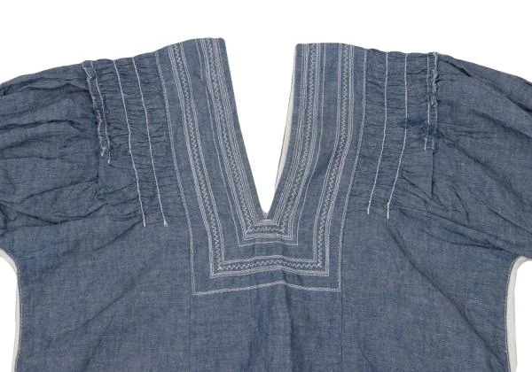 tricot COMME des GARCONS Cotton Linen Stitch Gather Blouse K-150800_003
