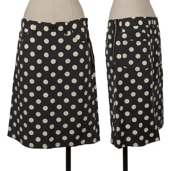 tricot COMME des GARCONS tricot Special Wool Side Zip Dot Skirt Navy,Charcoal M K-150803_001