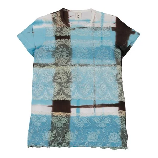 tao COMME des GARCONS Dyed Lace Pasted T shirt Sky blue,Brown S K-150815_001