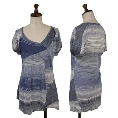 LE CASUAL DE MARITHE FRANCOIS GIRBAUD Stripe Switching Rayon T shirt