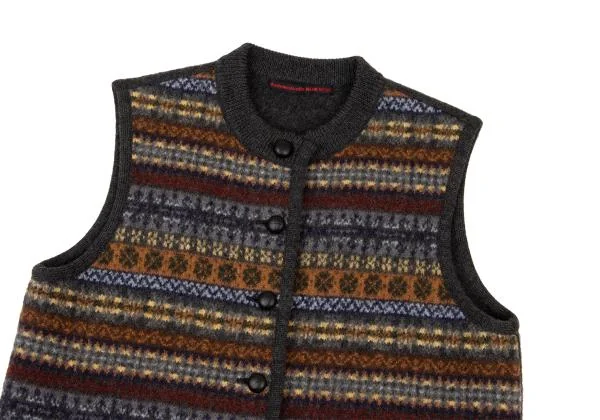 Mademoiselle NON NON Fair Isle Pattern Switching Knit Vest K-150892_003