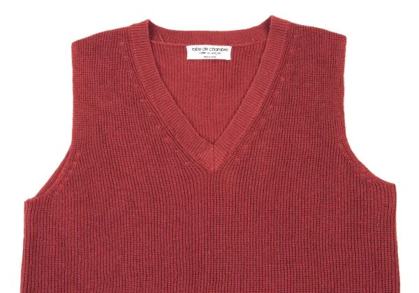 ローブドシャンブル コムデギャルソンrobe de chambre COMME des GARCONS アクリルVネックリブニットベスト 赤M位 K-151011_003