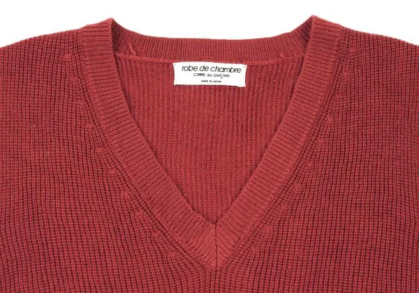 ローブドシャンブル コムデギャルソンrobe de chambre COMME des GARCONS アクリルVネックリブニットベスト 赤M位 K-151011_004