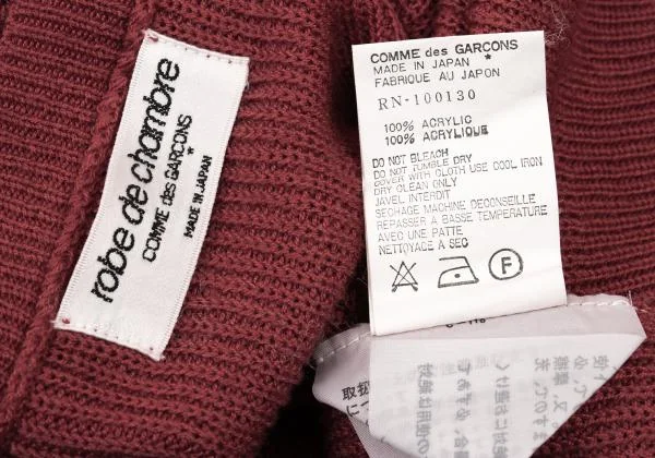ローブドシャンブル コムデギャルソンrobe de chambre COMME des GARCONS アクリルVネックリブニットベスト 赤M位 K-151011_010