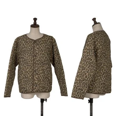 BEAMS BOY Animal Print Padded Collarless Jacket