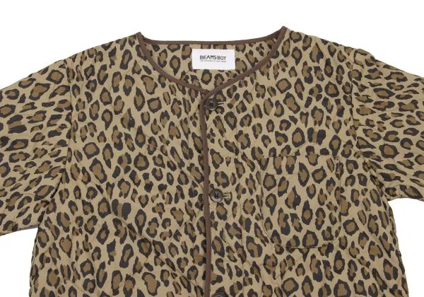 BEAMS BOY Animal Print Padded Collarless Jacket K-151037_003