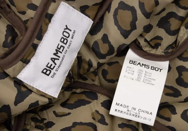 BEAMS BOY Animal Print Padded Collarless Jacket K-151037_014