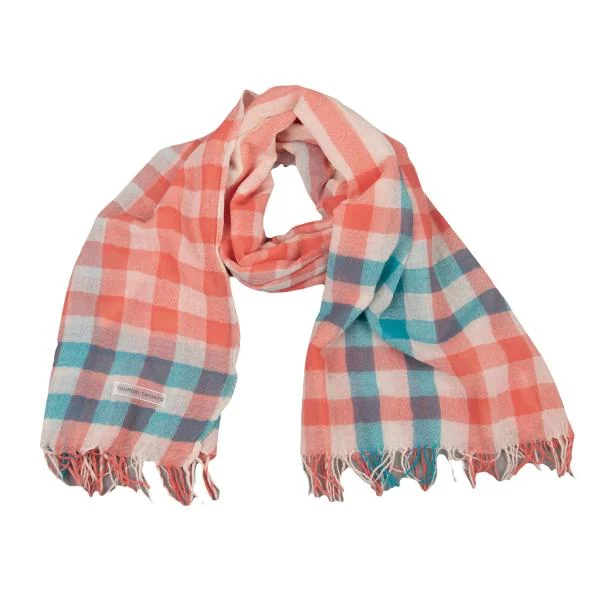 TSUMORI CHISATO Check Pattern Fringe Stole Pink,Blue  K-151046_001