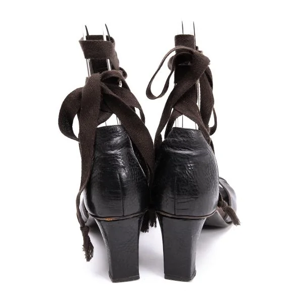 ミッシェルヴィヴィアンMICHEL VIVIEN アンクルストラップレザーヒールシューズ 焦げ茶38(24位) K-151052_005