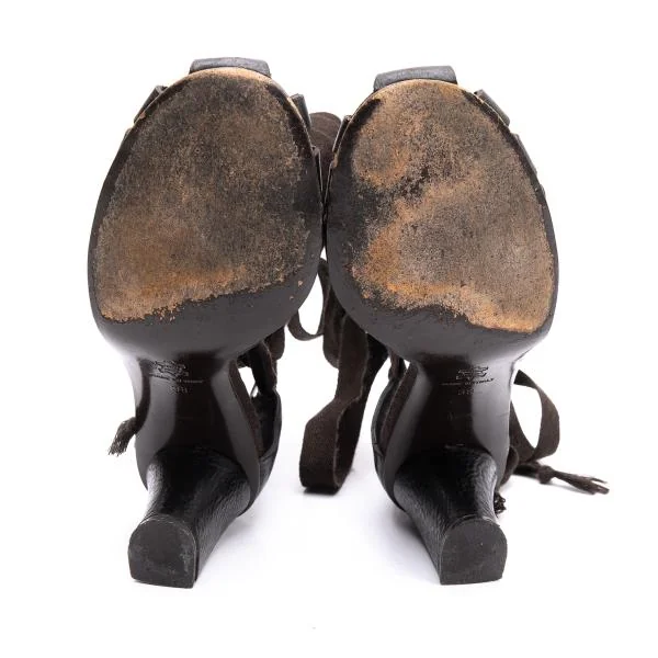 ミッシェルヴィヴィアンMICHEL VIVIEN アンクルストラップレザーヒールシューズ 焦げ茶38(24位) K-151052_010