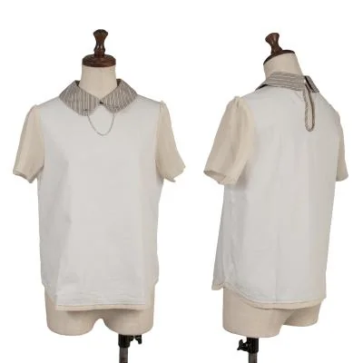 SueUNDERCOVER Chiffon Sleeve Switching Stripe Collar Blouse