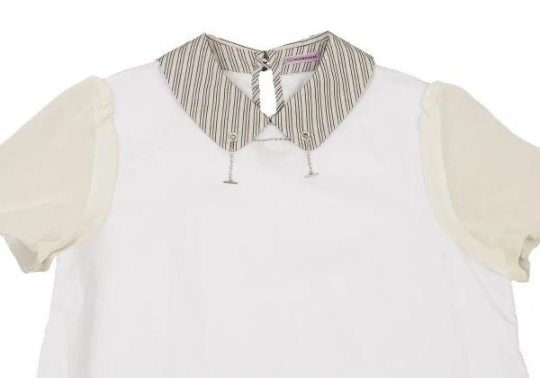 SueUNDERCOVER Chiffon Sleeve Switching Stripe Collar Blouse K-151067_003