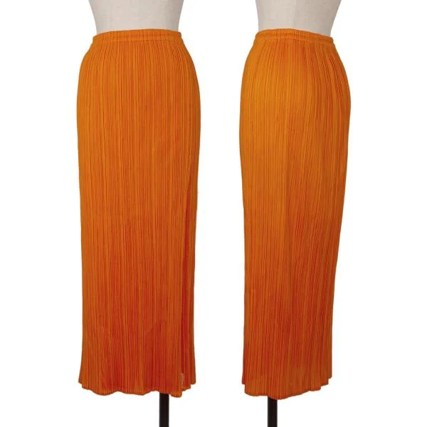 PLEATS PLEASE Mesh Layered Pleats Skirt Orange 2 K-151123_001