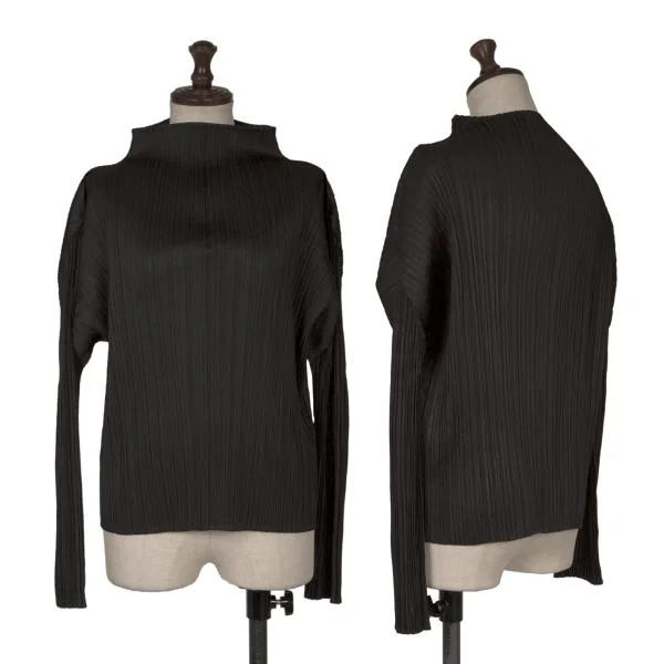 PLEATS PLEASE Hight Neck Long Sleeve T shirt Black 3 K-151137_001