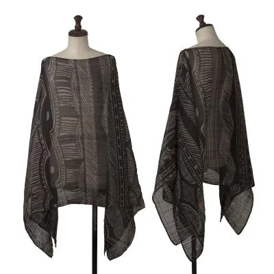 PLEATS PLEASE Printed See-through Drape Poncho
