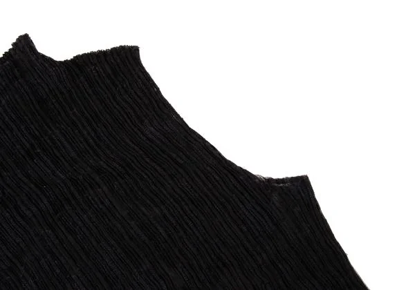 イッセイミヤケ ホワイトレーベルISSEY MIYAKE WHITELABEL プリーツ花柄ジャガードハイネックノースリーブカットソー 黒2 K-151166_004