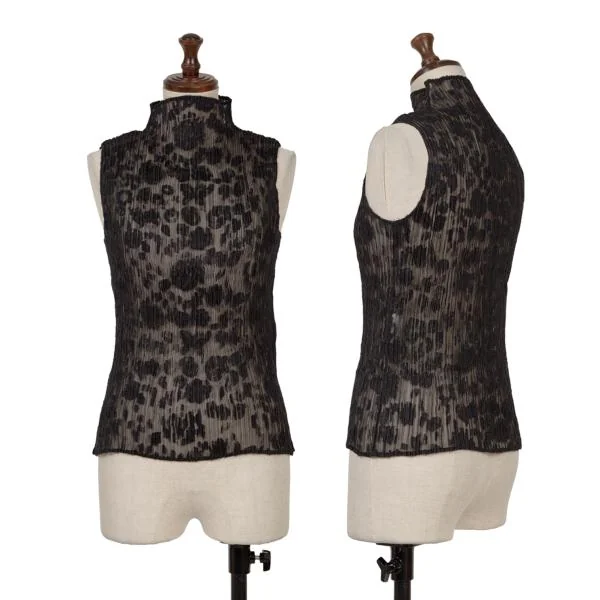 イッセイミヤケ ホワイトレーベルISSEY MIYAKE WHITELABEL プリーツ花柄ジャガードセットアップ 黒2 K-151168_002