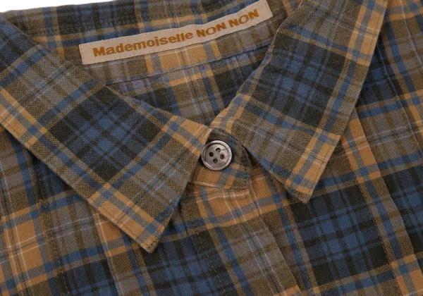 Mademoiselle NON NON Cotton Poly Check 3/4 Sleeves Shirt K-151184_005