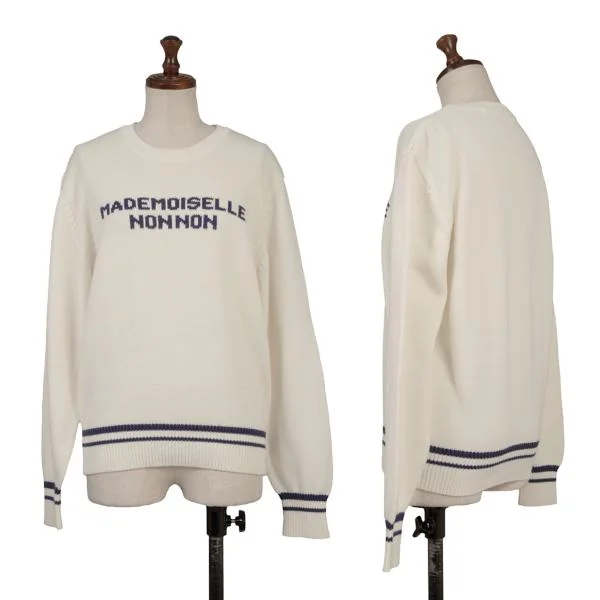 Mademoiselle NON NON SPORTS Lettering Crew Neck Knit Sweater Ivory S-M K-151196_001