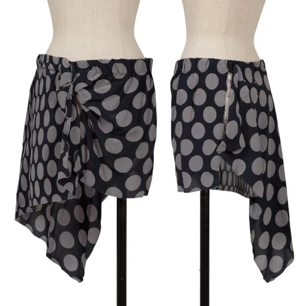 MAISON Martin MARGIELA Asymmetrical Silk Dot Skirt Navy,Grey S K-151218_001