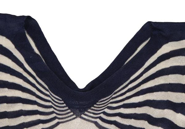 ジュンヤワタナベ コムデギャルソンJUNYA WATANABE COMME des GARCONS ボーダーニットコットンポリフレンンチスリーブワンピース 紺オフS K-151252_004