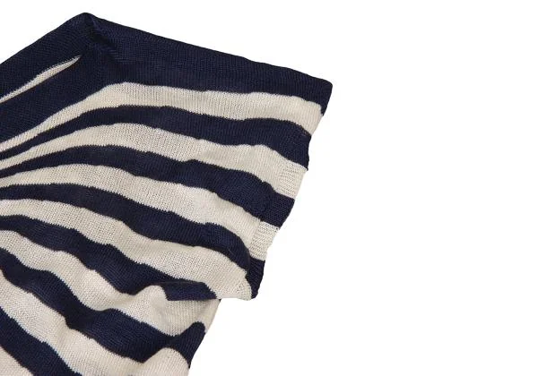 ジュンヤワタナベ コムデギャルソンJUNYA WATANABE COMME des GARCONS ボーダーニットコットンポリフレンンチスリーブワンピース 紺オフS K-151252_005