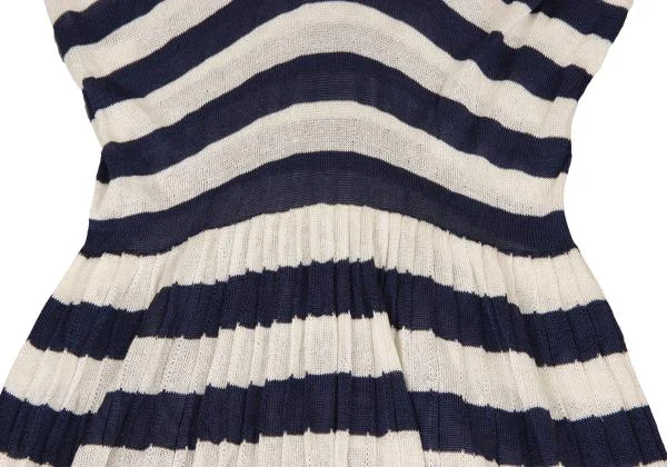 ジュンヤワタナベ コムデギャルソンJUNYA WATANABE COMME des GARCONS ボーダーニットコットンポリフレンンチスリーブワンピース 紺オフS K-151252_006