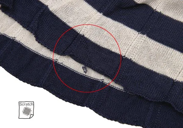 ジュンヤワタナベ コムデギャルソンJUNYA WATANABE COMME des GARCONS ボーダーニットコットンポリフレンンチスリーブワンピース 紺オフS K-151252_008