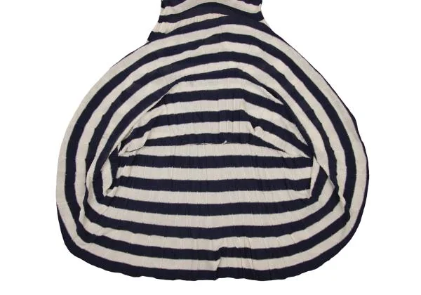 ジュンヤワタナベ コムデギャルソンJUNYA WATANABE COMME des GARCONS ボーダーニットコットンポリフレンンチスリーブワンピース 紺オフS K-151252_009